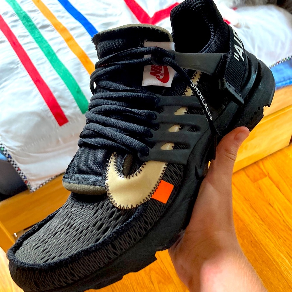 Nike off white presto all black color way with red off white tag great condition
